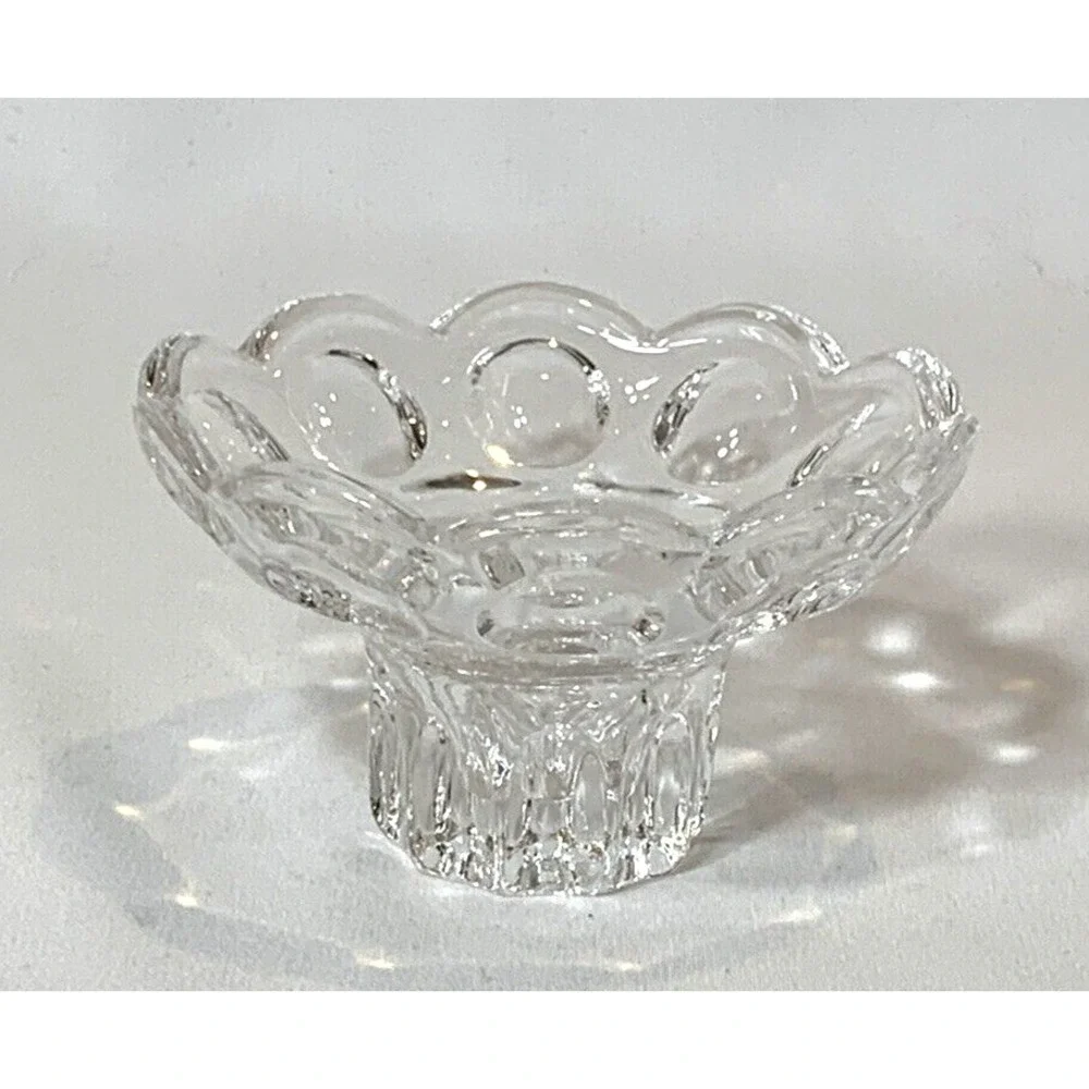 Gorham Candle Holder‎ Crystal Vintage Round Pedestal 4 inch wide Taper Ball